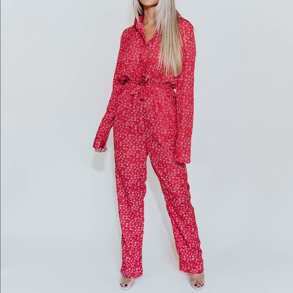 Kittenish Sugamomma Red Jumpsuit